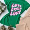 fernandaramosstore com br t shirt manga curta verde estampa love rosa