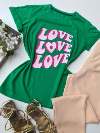 fernandaramosstore com br t shirt manga curta verde estampa love rosa