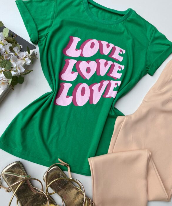 fernandaramosstore com br t shirt manga curta verde estampa love rosa