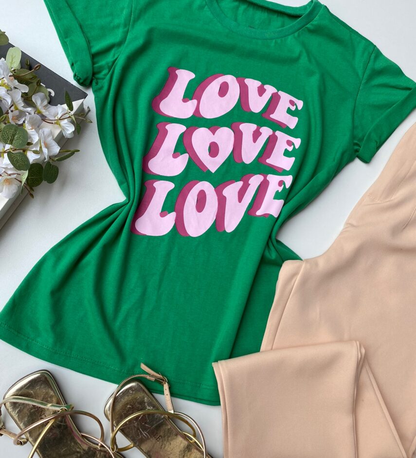 fernandaramosstore com br t shirt manga curta verde estampa love rosa