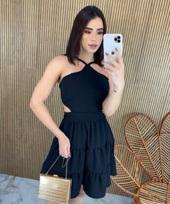 vestido ana curto com bojo preto fernanda ramos store