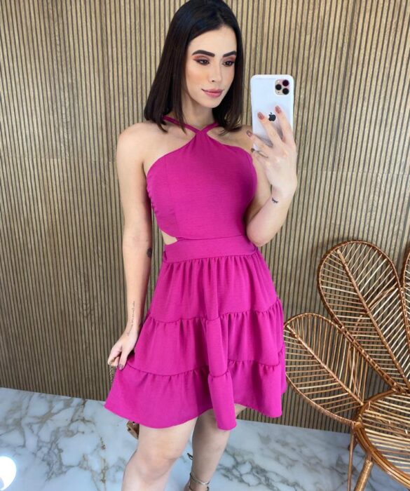 vestido ana curto com bojo Fúcsia ramos store