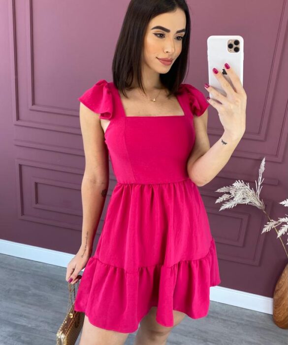 Vestido Curto com Bojo Abertura nas Costas Pink Fernanda ramos store