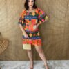 fernandaramosstore com br vestido curto com bojo amarracao atras estampa tropical fundo laranja