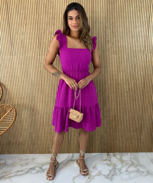 vestido curto com bojo pipoquinha fucsia fernanda ramos store