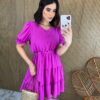 fernandaramosstore com br vestido curto sem bojo com botoes falso e amarracao fucsia 1