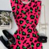 Vestido Feminino Fundo Pink Estampa Animal Print - Fernanda Ramos Store