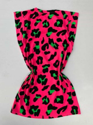 Vestido Feminino Fundo Pink Estampa Animal Print - Fernanda Ramos Store