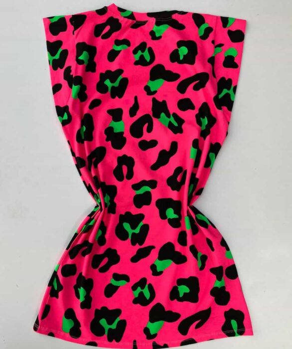 Vestido Feminino Fundo Pink Estampa Animal Print - Fernanda Ramos Store