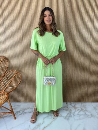 Vestido Longo de Malha 1 Bolso Só Verde - Fernanda Ramos Store