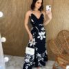 fernandaramosstore com br vestido midi transpassado preto estampa em branco