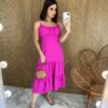 vestido pregas midi com bojo fucsia fernanda ramos store