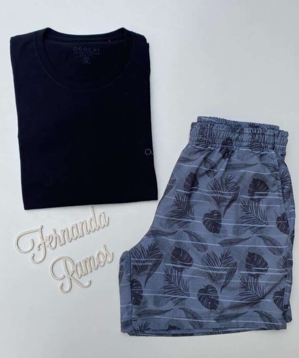 Bermuda Masculina Tactel Boxer Estampado Ogochi 9673 Fernanda Ramos Store