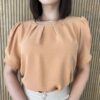 Blusa Feminina Manga Princesa com Pregas Caramelo - Fernanda Ramos Store