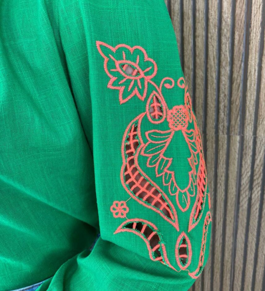 Blusa Manga Longa Feminina com Detalhe Vazado nas Mangas Verde - Fernanda Ramos Store