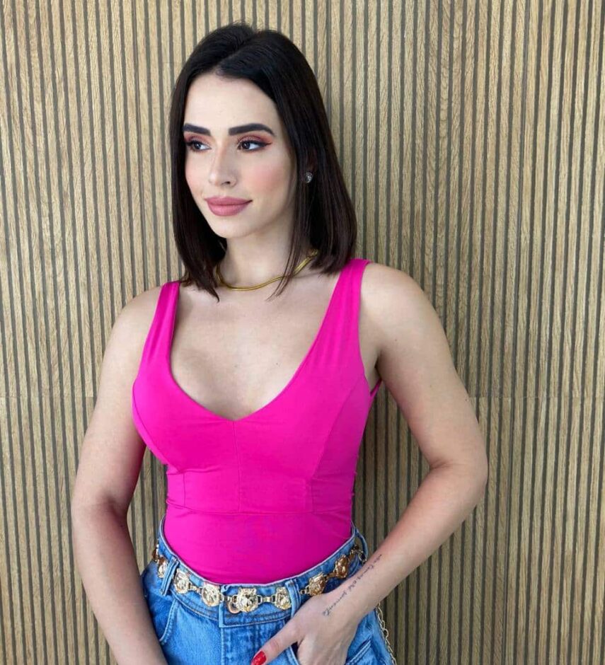 Body Feminino com Bojo Poliamida Pink - Fernanda Ramos Store