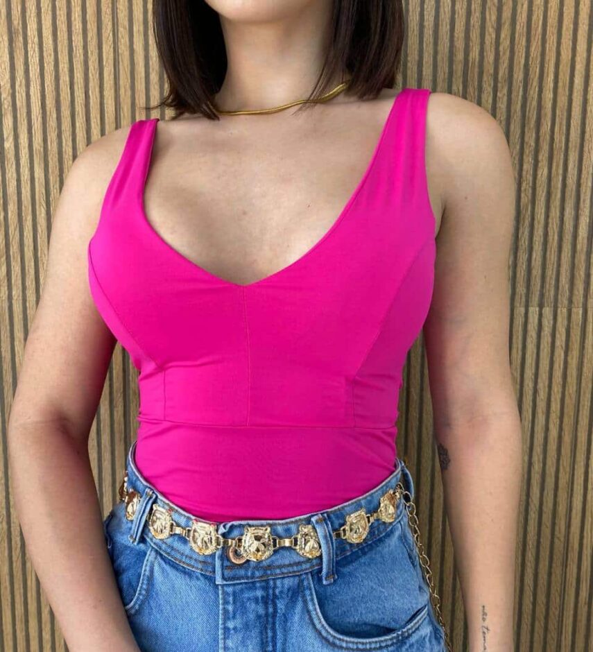 Body Feminino com Bojo Poliamida Pink - Fernanda Ramos Store