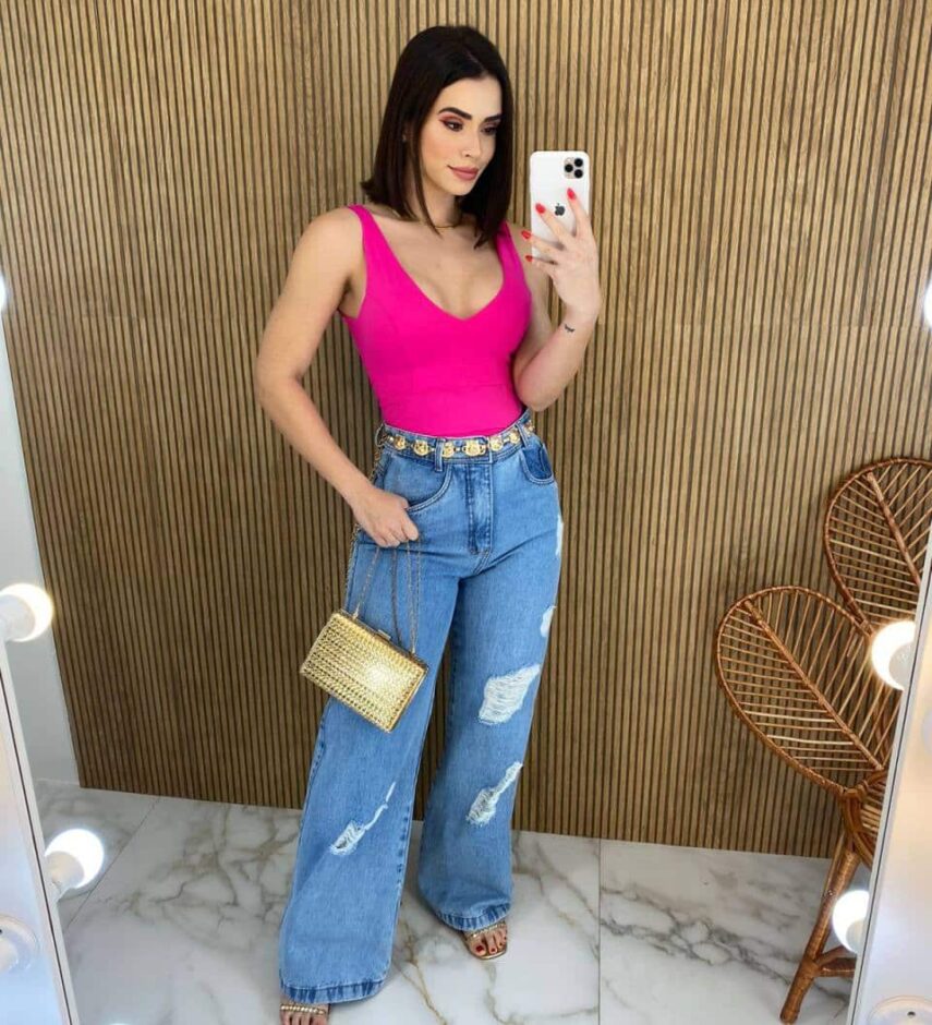 Body Feminino com Bojo Poliamida Pink - Fernanda Ramos Store