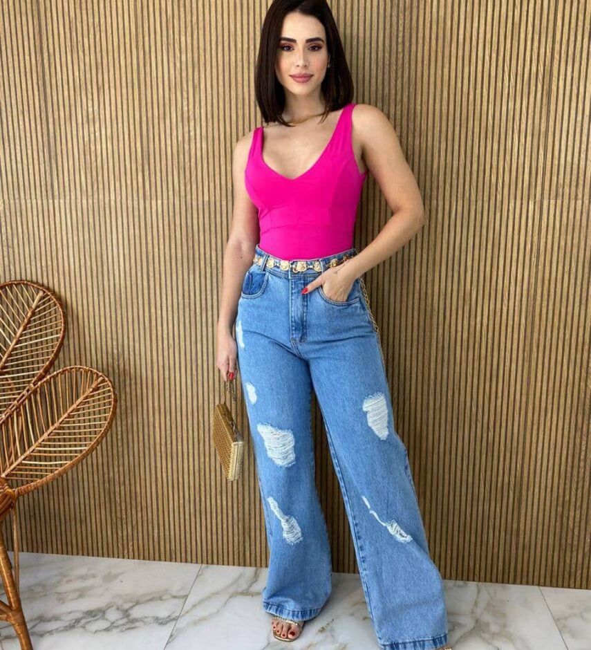 Body Feminino com Bojo Poliamida Pink - Fernanda Ramos Store