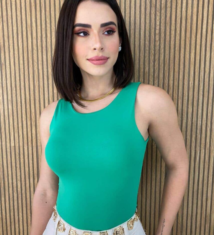 Body Feminino Regata sem Bojo Verde com Fecho - Fernanda Ramos Store