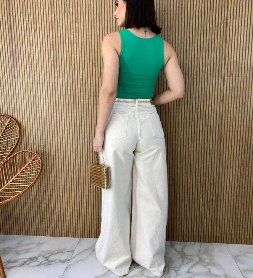 Body Feminino Regata sem Bojo Verde com Fecho - Fernanda Ramos Store