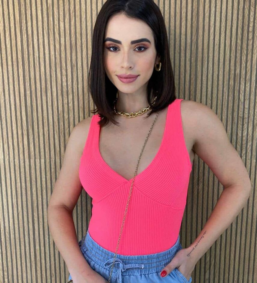 Body sem Bojo Canelado sem Fecho Pink Flúor - Fernanda Ramos Store
