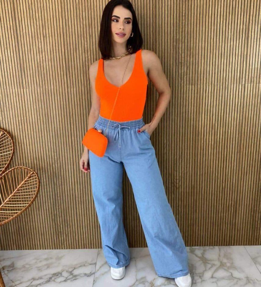 Body sem Bojo Canelado sem Fecho Coral - Fernanda Ramos Store