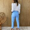 Calça Couro Eco Feminina com Passantes Azul - Fernanda Ramos Store