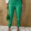 Calça Couro Eco Feminina com Passantes Verde - Fernanda Ramos Store