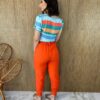 Calça Feminina Botão Encapado com Bolsos Coral - Fernanda Ramos Store