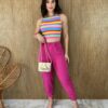 Calça Feminina Botão Encapado com Bolsos Pink - Fernanda Ramos Store