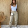 Calça Feminina com Bolsos Cargo Caqui Fernanda ramos store