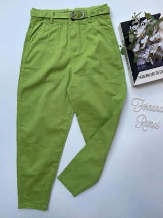 Calça Feminina com Bolsos e Cinto Verde - Fernanda Ramos Store