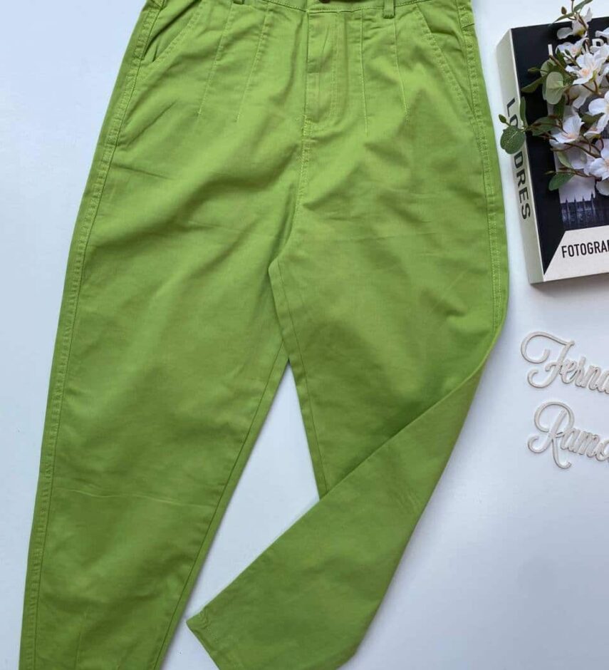 Calça Feminina com Bolsos e Cinto Verde - Fernanda Ramos Store