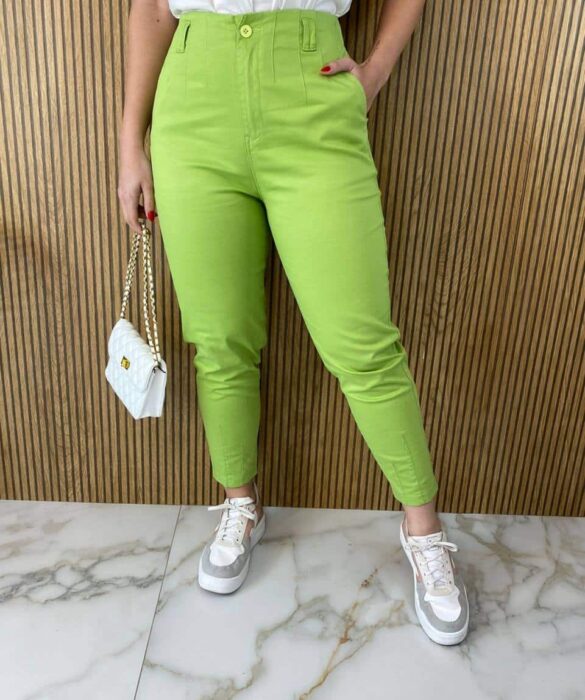 Calça Le Feminina Sarja com Bolsos Verde - Fernanda Ramos Store