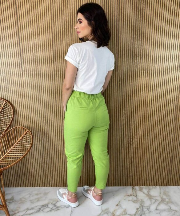 Calça Le Feminina Sarja com Bolsos Verde - Fernanda Ramos Store