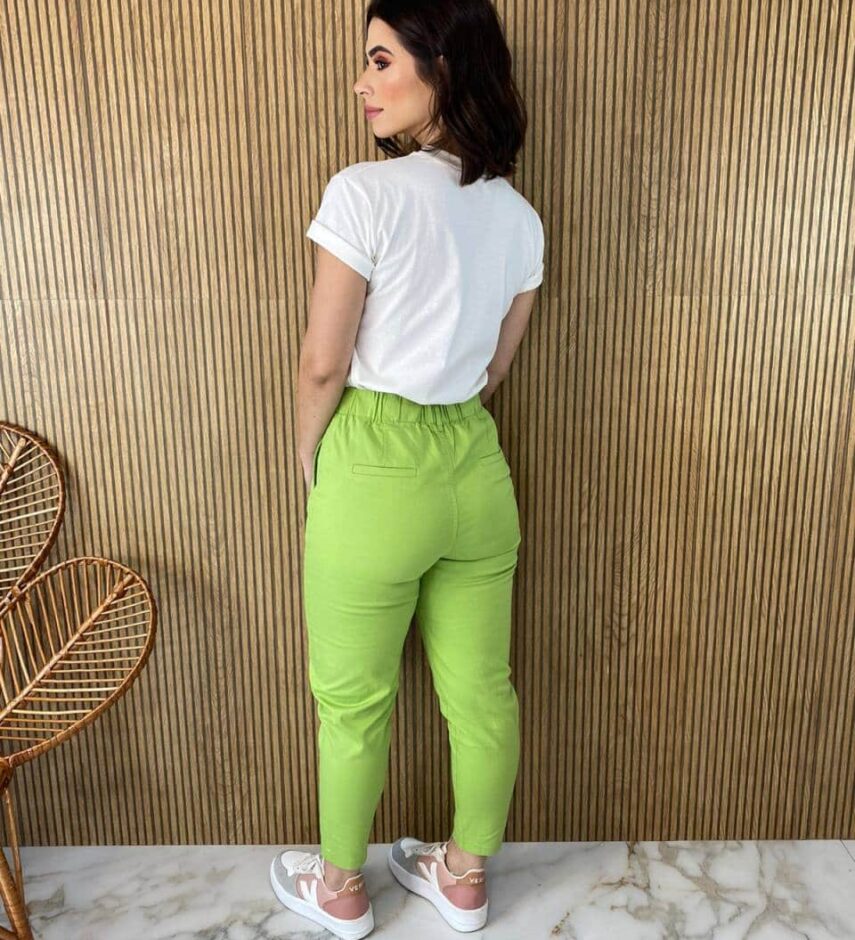 Calça Le Feminina Sarja com Bolsos Verde - Fernanda Ramos Store