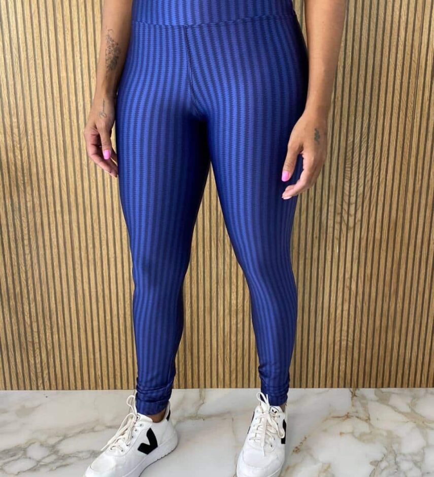 Calça Legging Poliamida Cintura Alta Azul - Fernanda Ramos Store