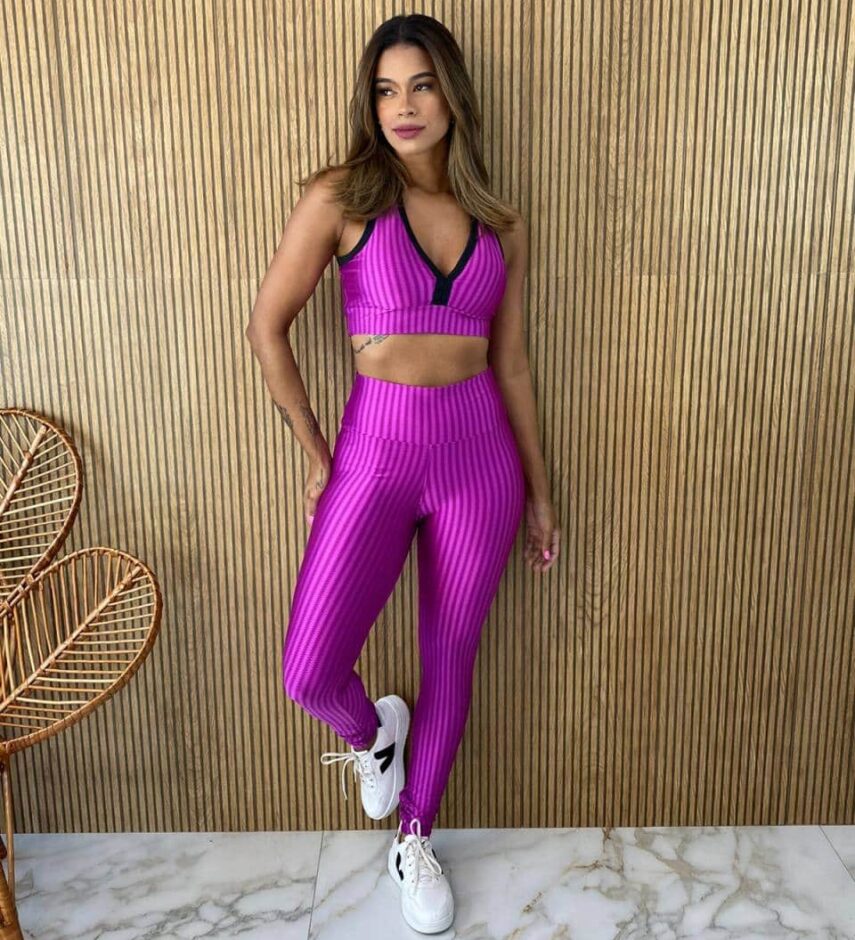 Calça Legging Poliamida Cintura Alta Fúcsia - Fernanda Ramos Store