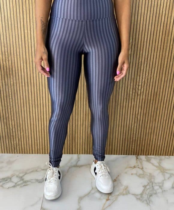 Calça Legging Poliamida Cintura Alta Cinza