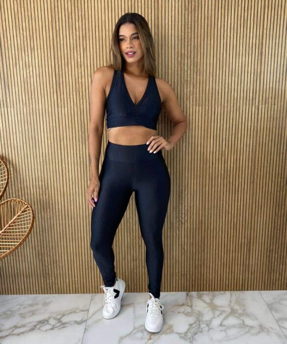 Calça Legging Poliamida Cintura Alta Preto - Fernanda Ramos Store