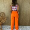 Calça Social Feminina Cintura alta Cargo Laranja - Fernanda Ramos Store