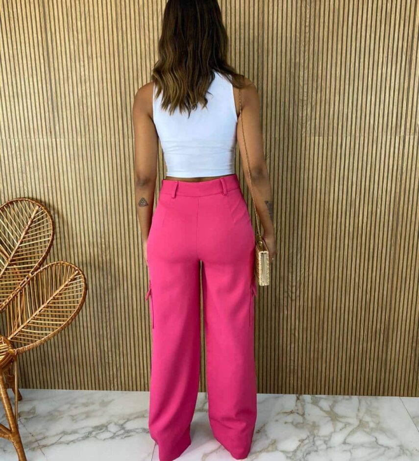 fernandaramosstore com br calca social feminina cintura alta cargo pink 5