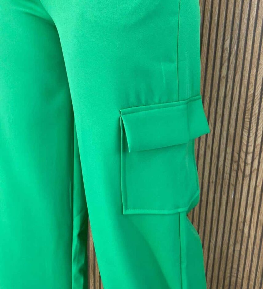 Calça Social Feminina Cintura alta Cargo Verde - Fernanda Ramos Store