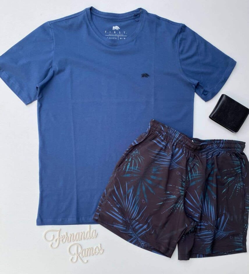 Camiseta Masculina Basic Ocass Azul Marinho Fernanda Ramos Store