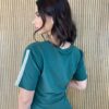 Conjunto Rosa Saia Midi e Cropped sem Bojo Detalhe em lurex Verde - Fernanda Ramos Store