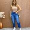 Cropped Feminino Canelado com Bojo Nadador Bege - Fernanda Ramos Store