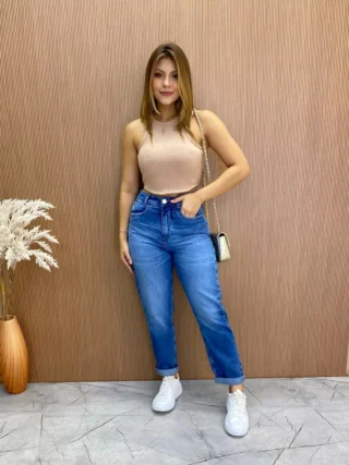 Cropped Feminino Canelado com Bojo Nadador Bege - Fernanda Ramos Store