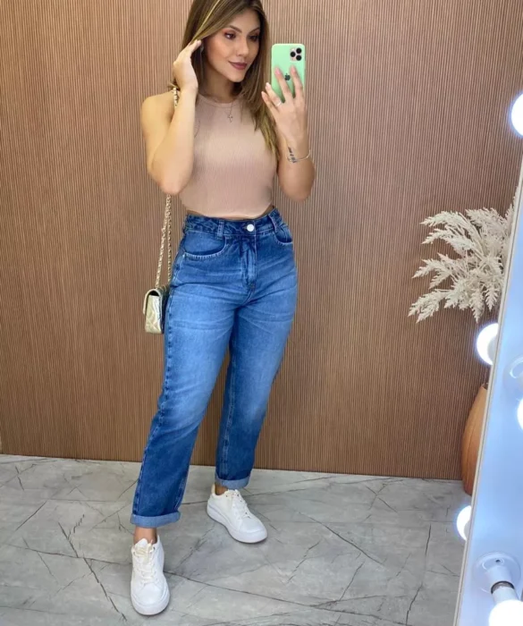 Cropped Feminino Canelado com Bojo Nadador Bege - Fernanda Ramos Store