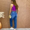 Cropped Feminino Canelado com Bojo Nadador Fúcsia - Fernanda Ramos Store